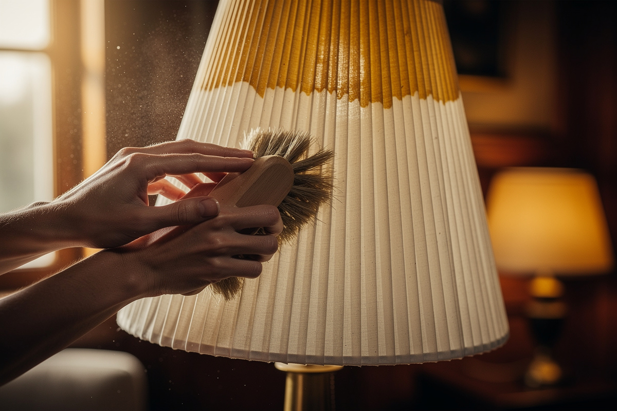 Abat-jour en tissu plissé jauni : comment le nettoyer ?