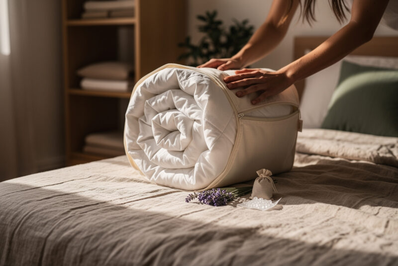 Couette encombrante : comment la ranger sans aspirateur ?