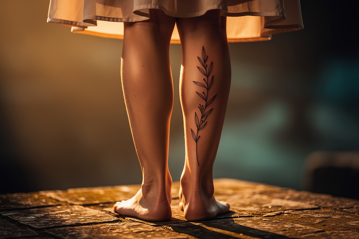 Tatouage derrière le mollet : douleur, idées et prix pour femme